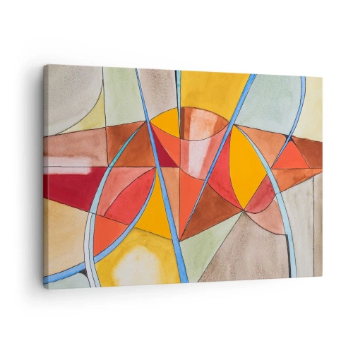 Obraz na plátně - Abstraktní kompozice v zářivých geometrických barvách. - 70x50cm - Kolotoč, kolotoč snů - Moderní nástěnná dekorace do obývacího pokoje a ložnice ARTTOR