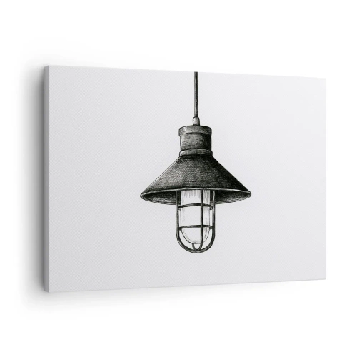 Obraz na plátně - Kresba retro závěsné lampy na bílém pozadí - 70x50cm - Jako před lety… - Moderní nástěnná dekorace do obývacího pokoje a ložnice ARTTOR