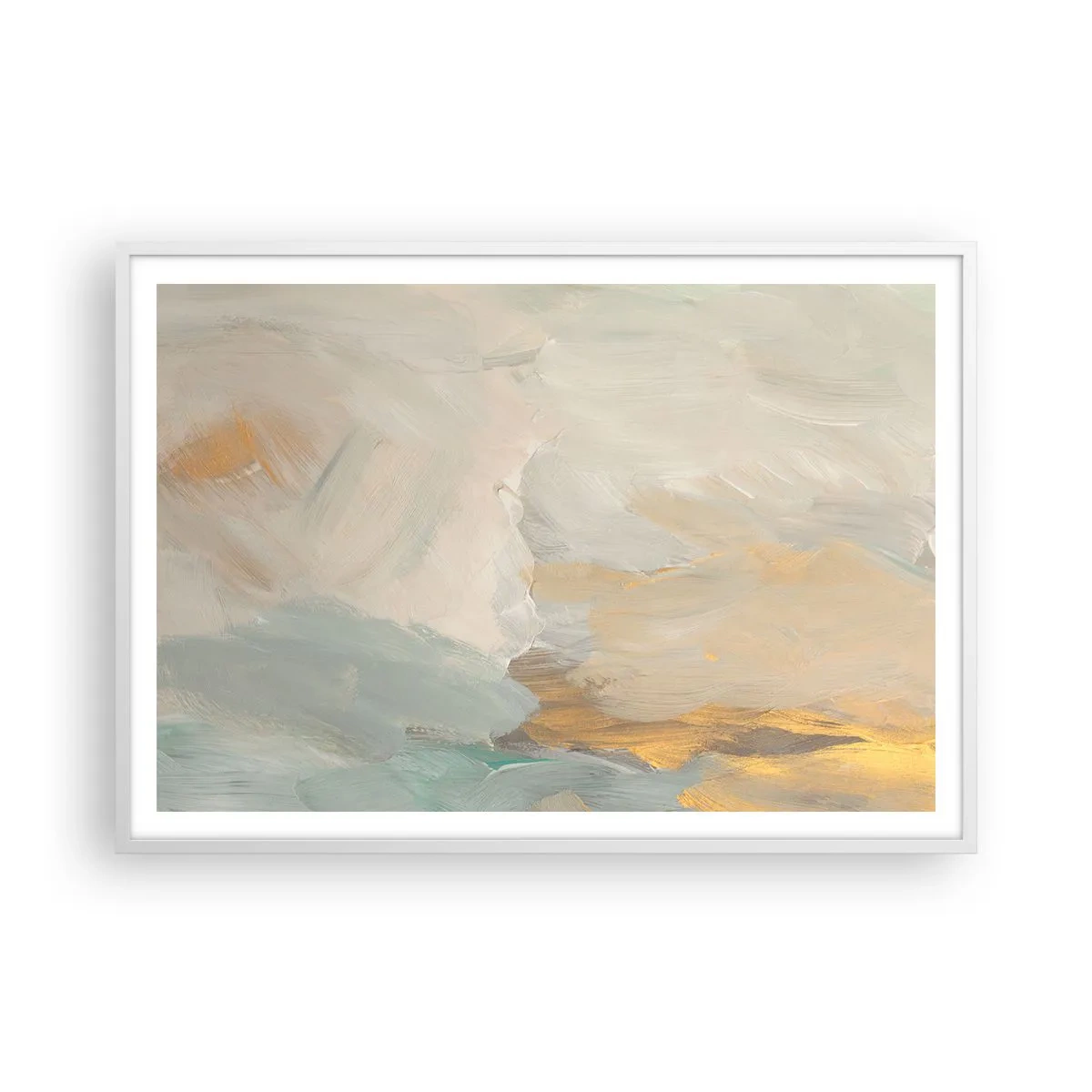 Plakát v bílém rámu - Abstrakce – krajina něhy - 100x70 cm