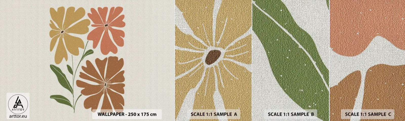Vzor Fototapety Premium Canvas - Příroda a geometrie - Boho, Květiny, Minimalismus - 100x30 cm