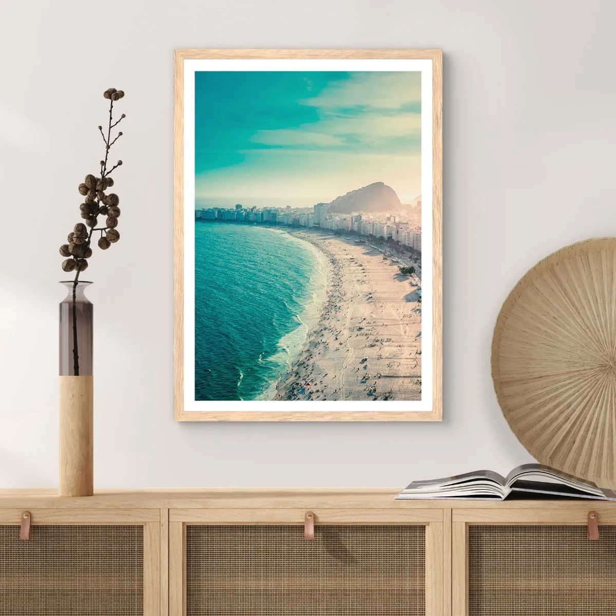 Plakát v rámu světlý dub - Věčná dovolená v Riu - 61x91 cm
