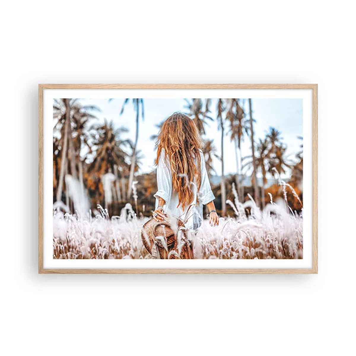 Plakát v rámu světlý dub - Zrozená z travní chmýří - 91x61 cm