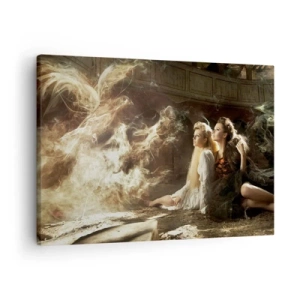Obraz na plátně - Dvě ženy v magickém prostředí s éterickými světelnými efekty. - 70x50cm - A byla poezie - Moderní nástěnná dekorace do obývacího pokoje a ložnice ARTTOR