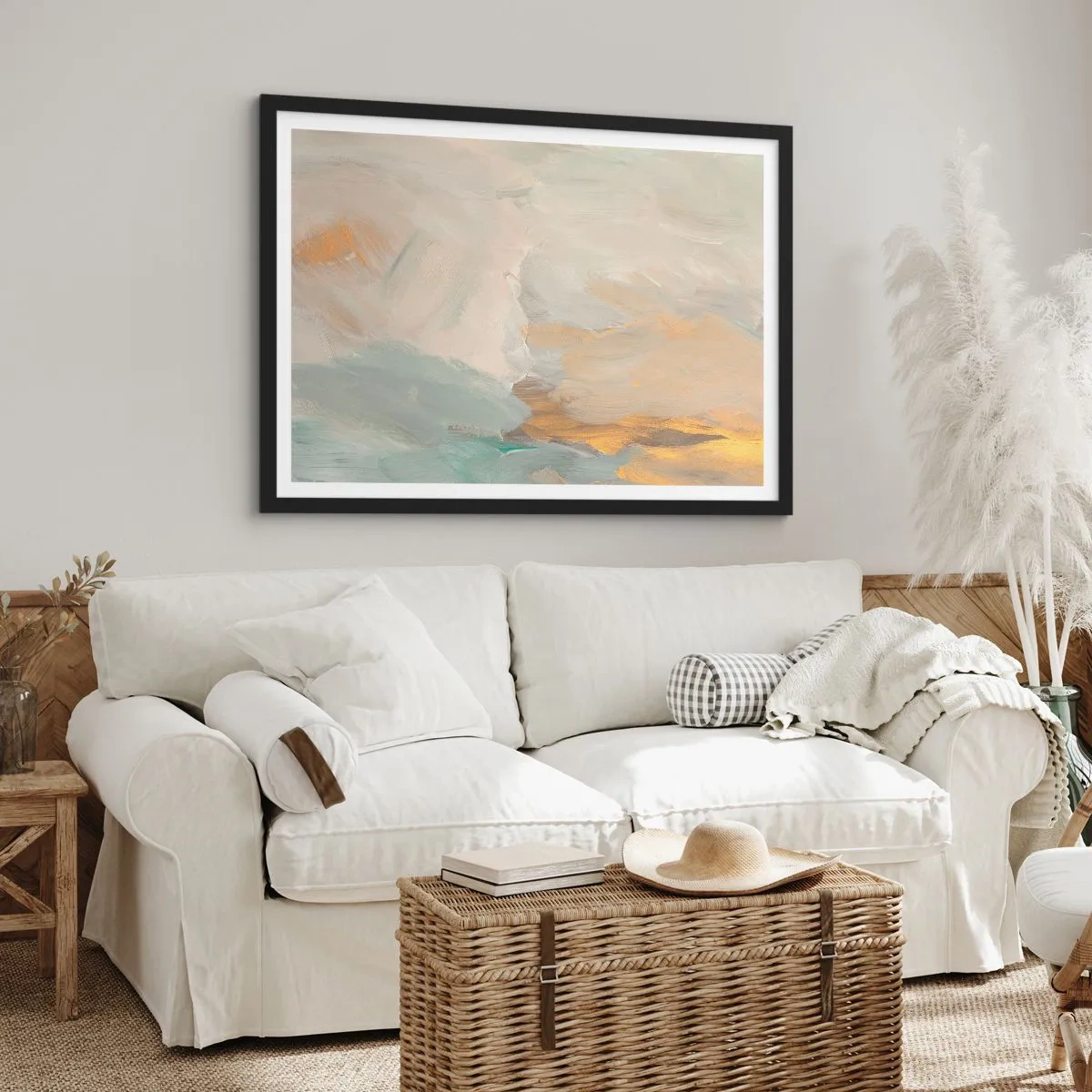 Plakát v černém rámu - Abstrakce – krajina něhy - 70x50 cm