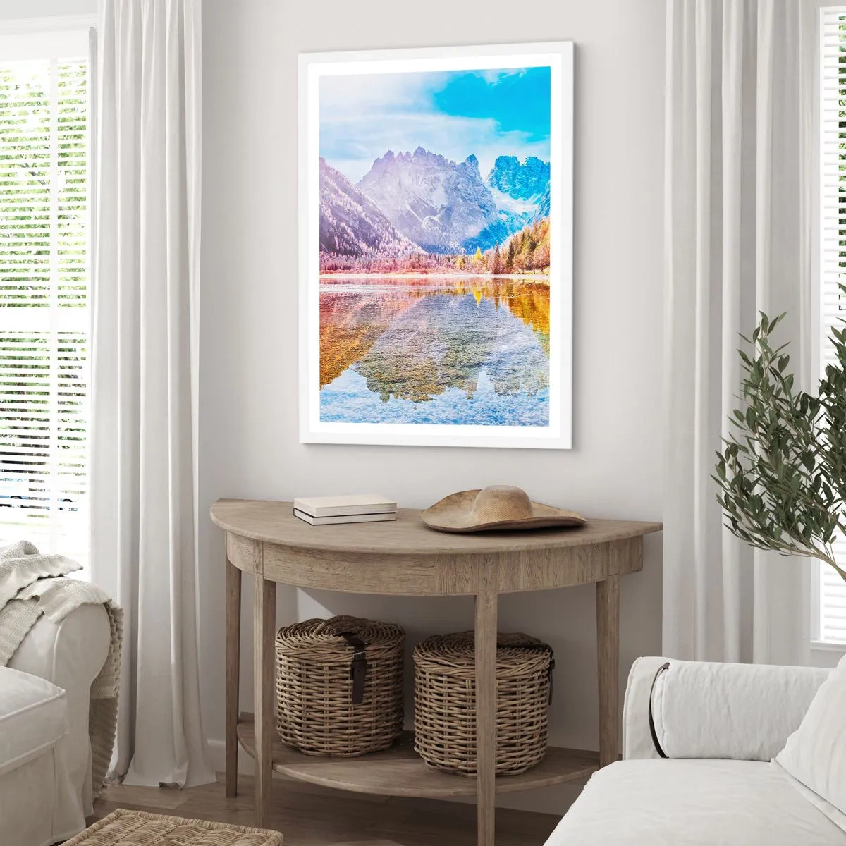 Plakát v bílém rámu - A v horách už je podzim - 70x100 cm