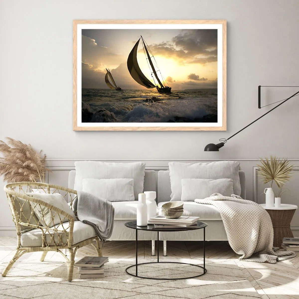 Plakát v rámu světlý dub - S větrem a proti větru - 100x70 cm