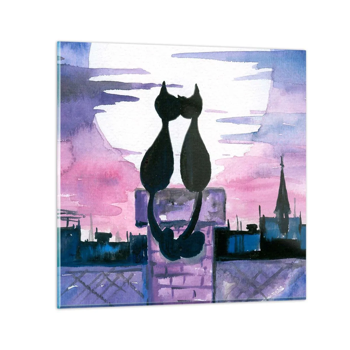 Obraz na skle - Rendez-vous pod měsíčkem - 40x40 cm