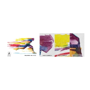 Vzor Fototapety Premium Sand - Duhový běh - Abstrakce, Sport, Běžec - 100x30 cm