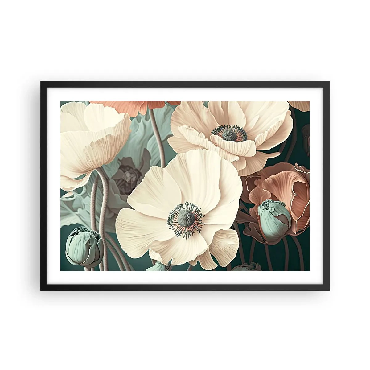 Plakát v černém rámu - Šepot máků - 70x50 cm
