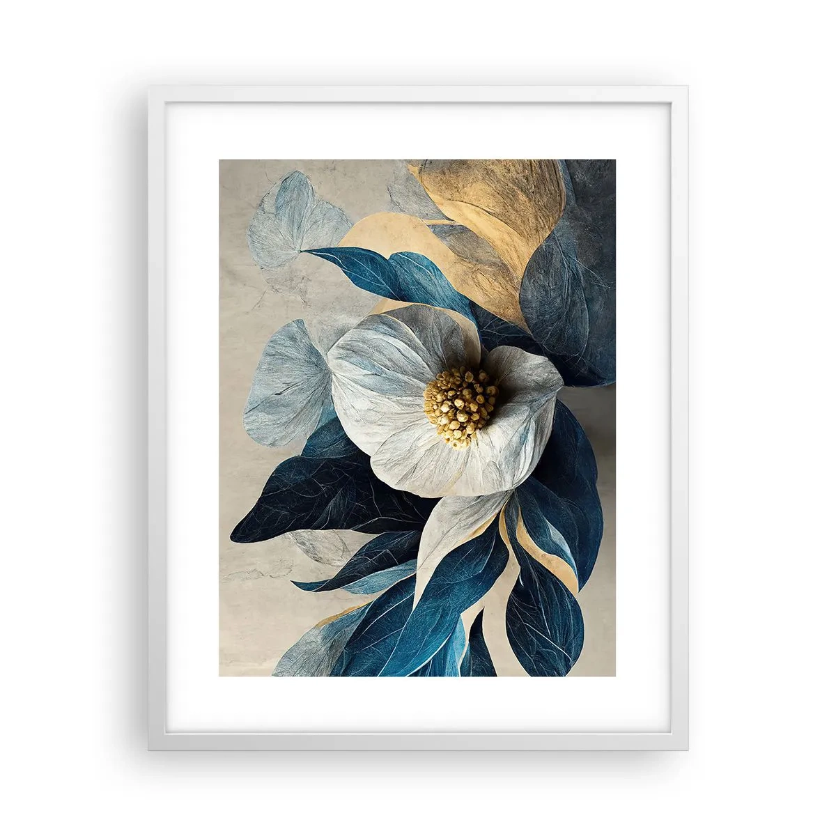 Plakát v bílém rámu - Zlaté srdce - 40x50 cm