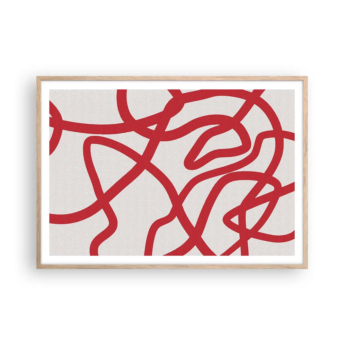 Plakát v rámu světlý dub - Červené na bílém - 100x70 cm
