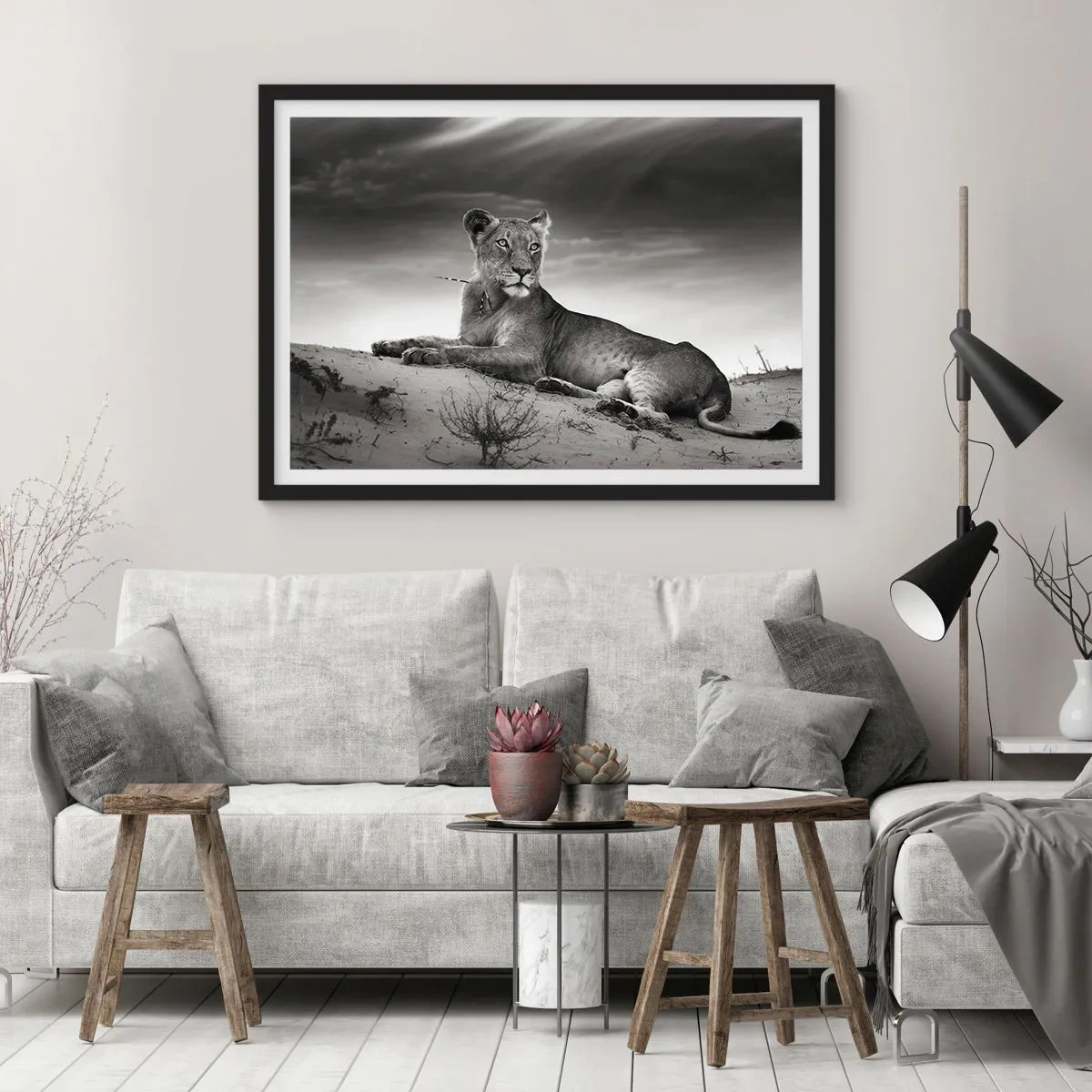 Plakát v černém rámu - Odpočinek královny pouště - 40x30 cm