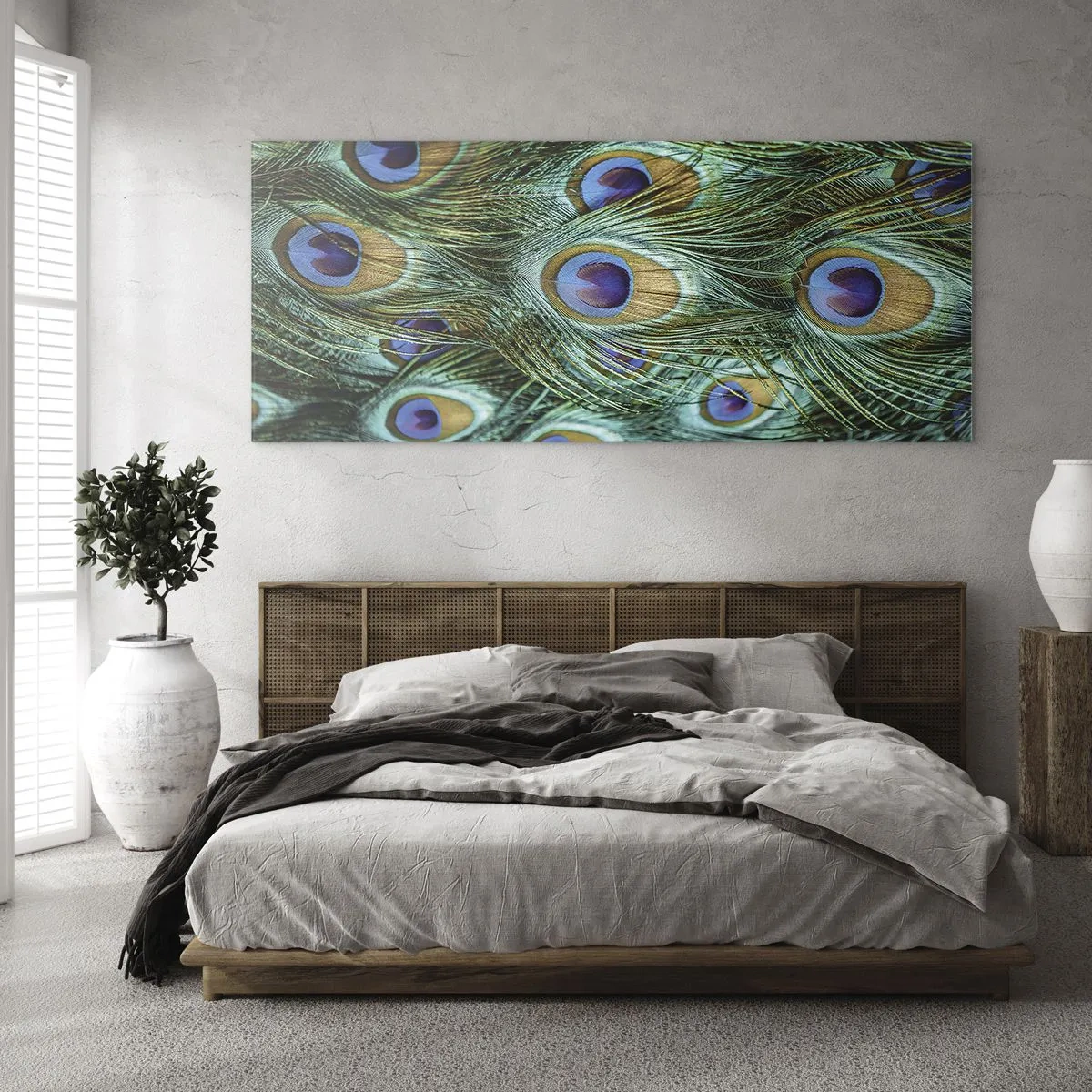 Obraz na skle - Paví pohled - 100x40 cm