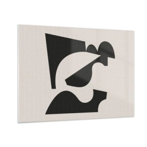 Obraz na skle - Abstraktní černobílé geometrické kompozice - 70x50cm - K samostatnému ukládání - Moderní nástěnná dekorace do obývacího pokoje a ložnice ARTTOR