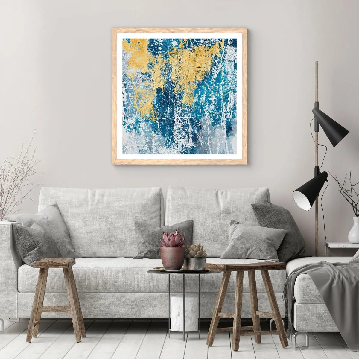 Plakát v rámu světlý dub - Abstrakce s dobrou náladou - 40x40 cm