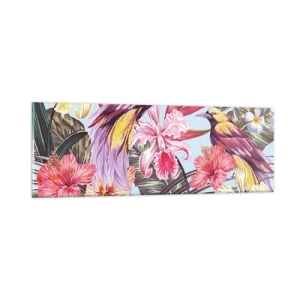 Obraz na skle - Plátky a pírka - 90x30 cm