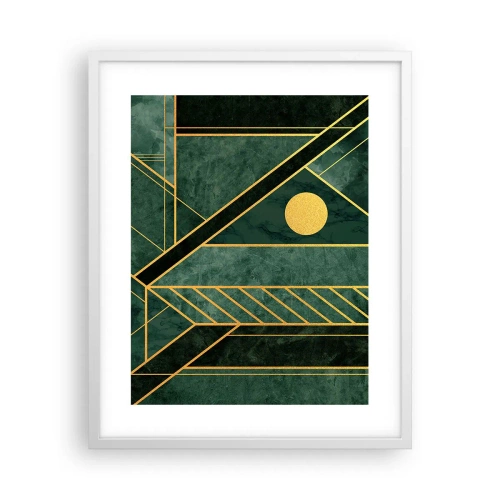 Plakát v bílém rámu - Dynamika zlata a lazuritu - 40x50 cm