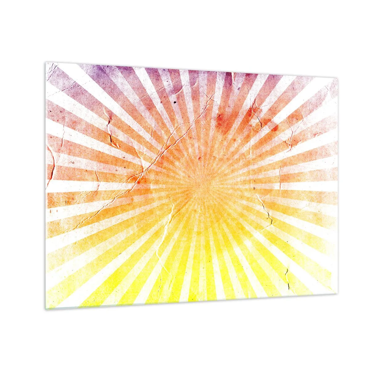 Obraz na skle - Paprsky vycházejícího nebo zapadajícího slunce v retro stylu - 70x50cm - Východy a západy - Moderní nástěnná dekorace do obývacího pokoje a ložnice ARTTOR