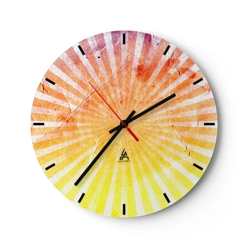 Nástěnné hodiny - Zářivý vzor v barvách východu a západu slunce - 30x30cm - Východy a západy - Moderní nástěnná dekorace do obývacího pokoje, kuchyně a ložnice ARTTOR