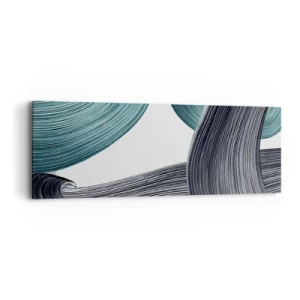 Obraz na plátně - Smaragdové a černé vlny - 90x30 cm