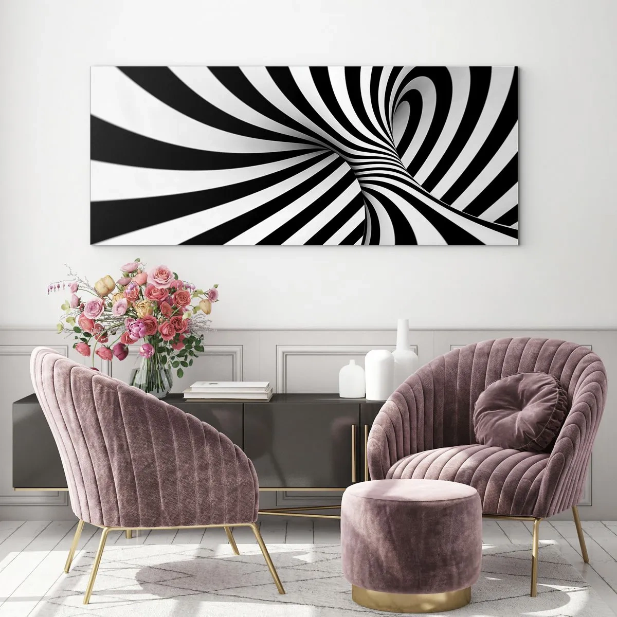 Obraz na skle - Kompozice: tančící prostor - 90x30 cm