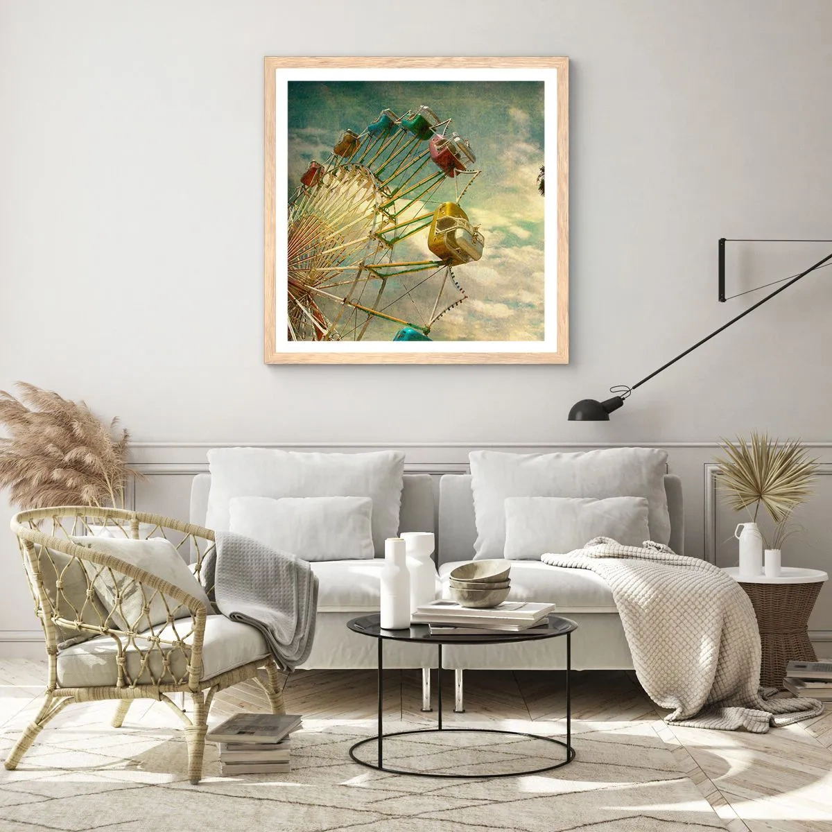 Plakát v rámu světlý dub - Bude, bude zábava… - 50x50 cm