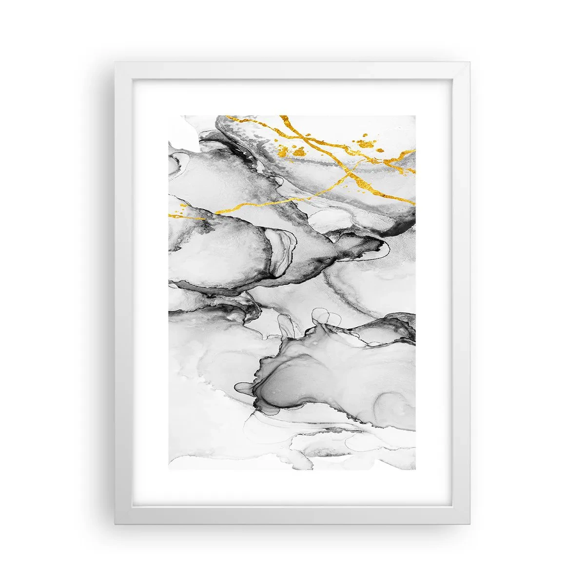Plakát v bílém rámu - Kompozice se zlatým motivem - 30x40 cm