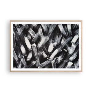 Plakát v rámu světlý dub - Abstrakce v industriálním duchu - 100x70 cm