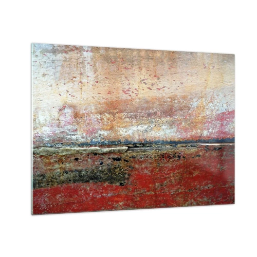 Obraz na skle - Abstraktní textura v odstínech červené a okrové - 70x50cm - Možná je to moře - Moderní nástěnná dekorace do obývacího pokoje a ložnice ARTTOR