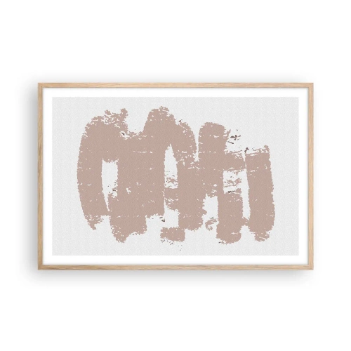 Plakát v rámu světlý dub - Abstrakce v jemné růžové - 91x61 cm