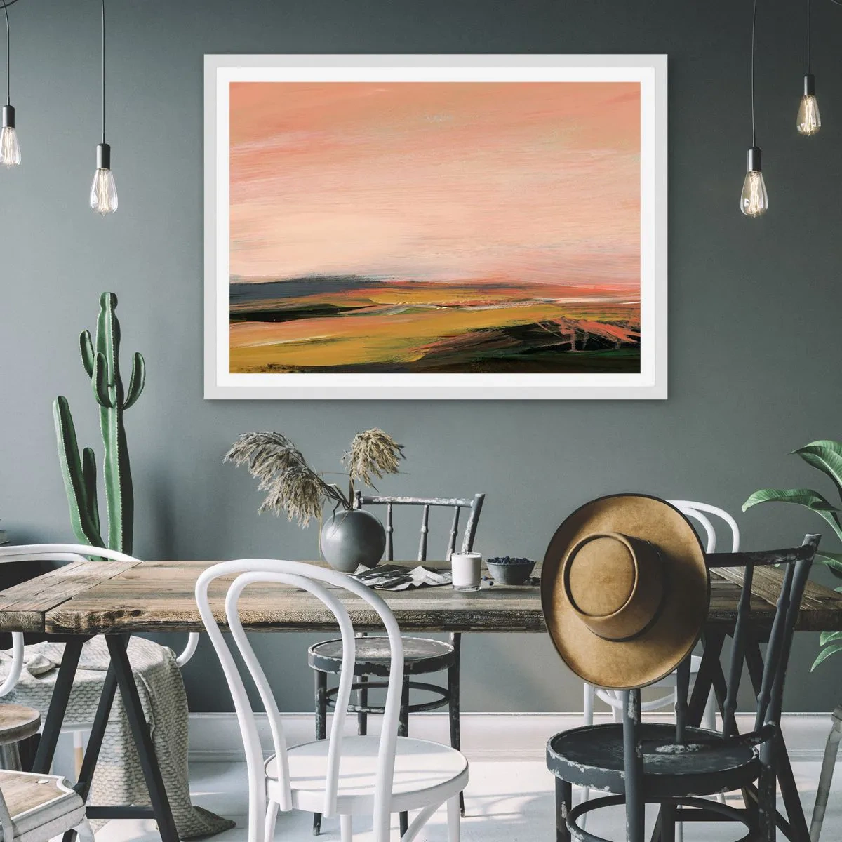 Plakát v bílém rámu - V růžových tónech - 91x61 cm