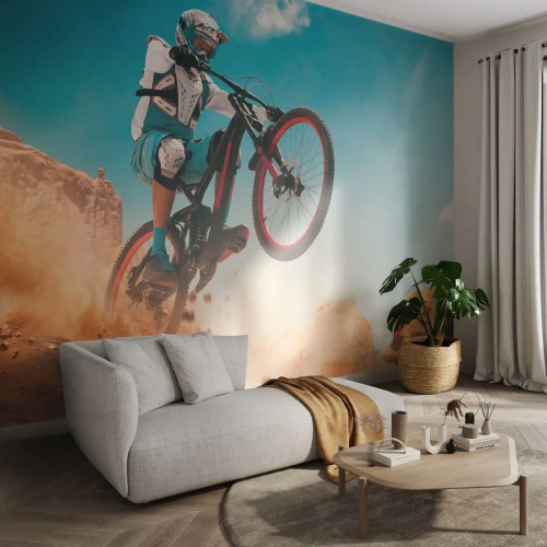 Fototapeta Premium Sand - Cyklistický démon šílenství - Jízdní kolo, Rychlost, Sportovní soutěže - 200x140 cm