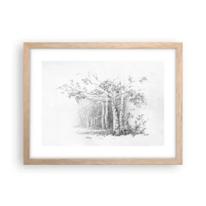 Plakát v rámu světlý dub - Světlo březového lesa - 40x30 cm
