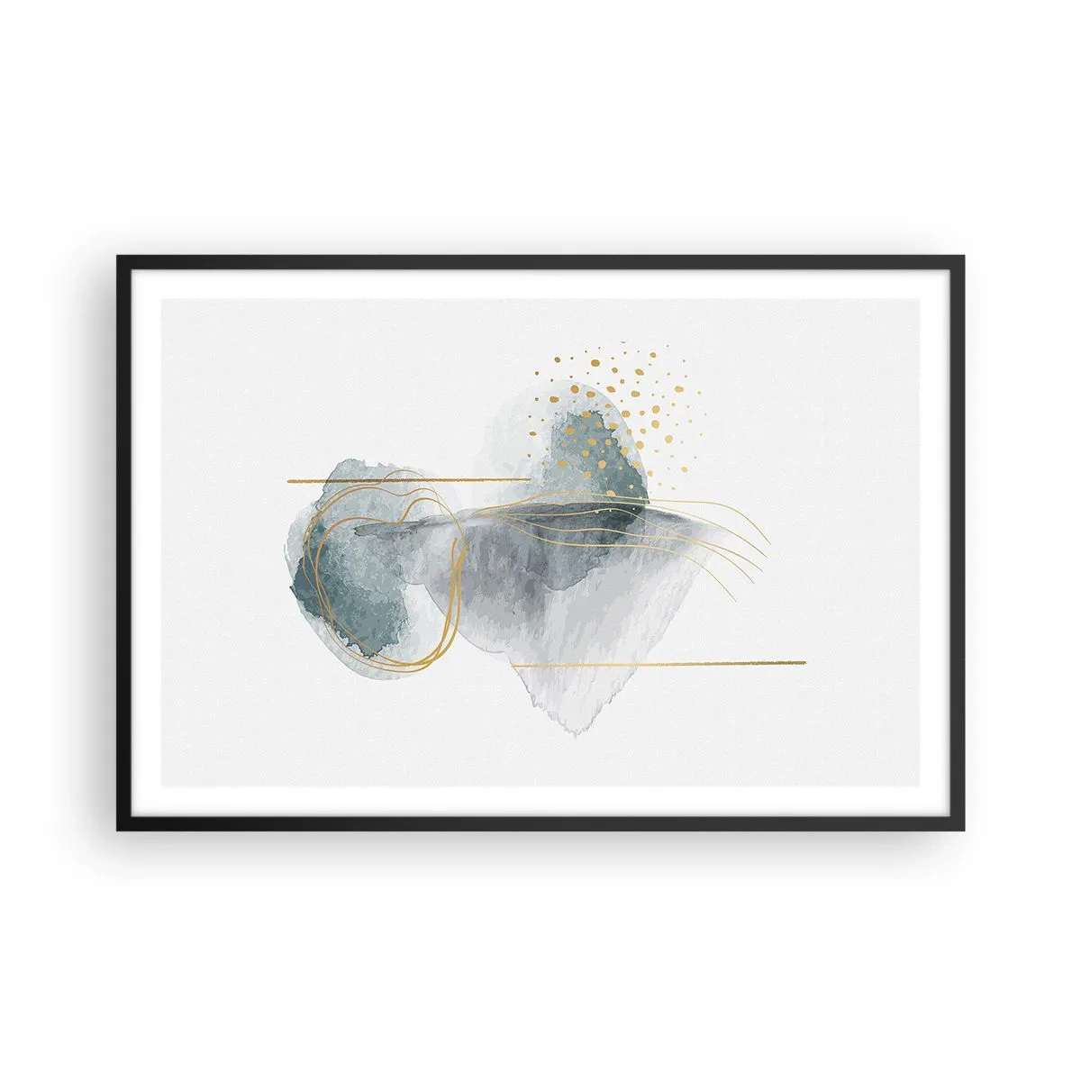 Plakát v černém rámu - O vztahu mezi šedou a zlatou - 91x61 cm