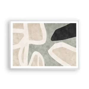 Plakát v bílém rámu - Kompozice s černým motivem - 100x70 cm