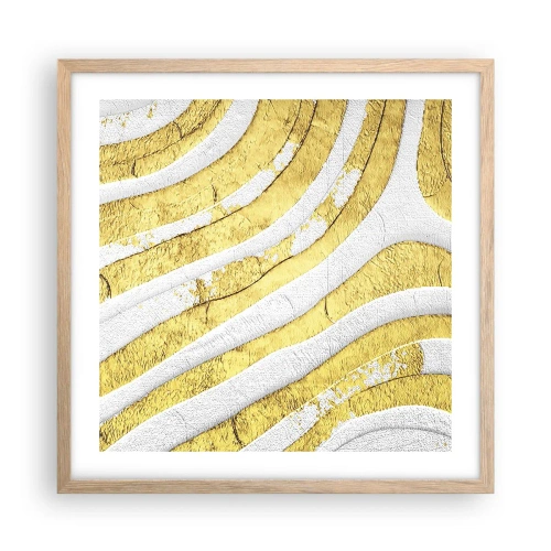 Plakát v rámu světlý dub - Kompozice v bílé a zlaté - 50x50 cm