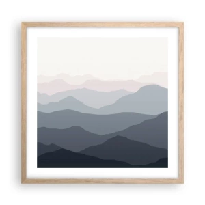 Plakát v rámu světlý dub - Vlny hor - 50x50 cm