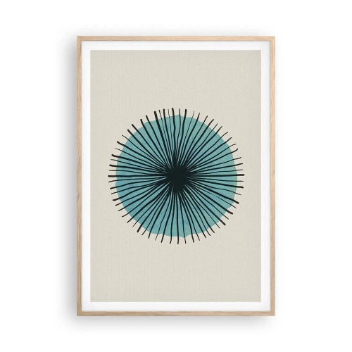 Plakát v rámu světlý dub - Zářící modrá - 70x100 cm