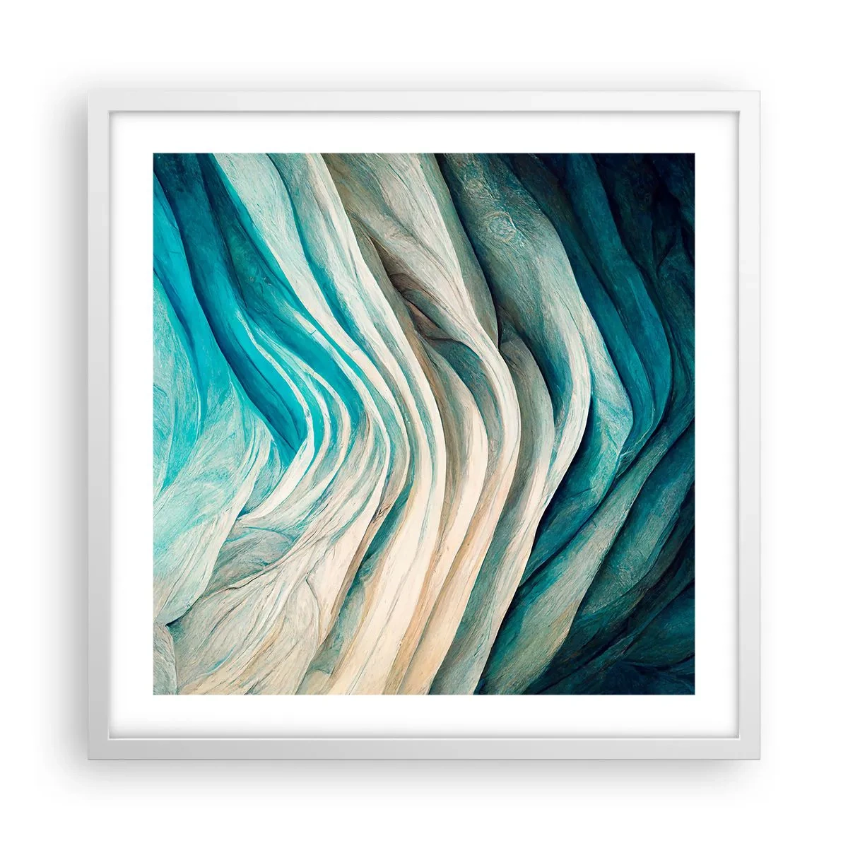 Plakát v bílém rámu - Modrá neukojitelnost - 50x50 cm