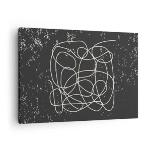 Obraz na plátně - Abstraktní čára na černém pozadí s jemnými detaily - 70x50cm - Toulání myslí - Moderní nástěnná dekorace do obývacího pokoje a ložnice ARTTOR