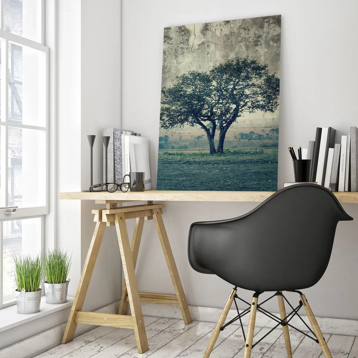 Obraz na skle - Jabloň na modrém poli? - 50x70 cm