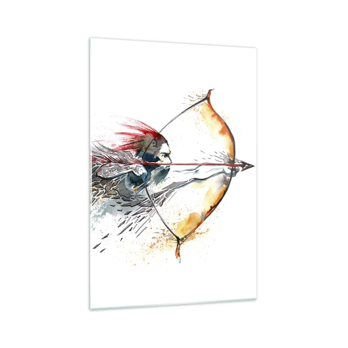 Obraz na skle - Mytický bojovník s ohnivým lukem - 70x100 cm