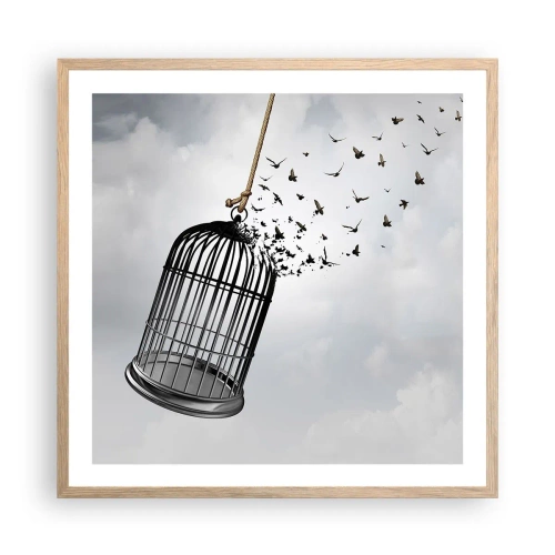 Plakát v rámu světlý dub - Víra… naděje… svoboda! - 60x60 cm