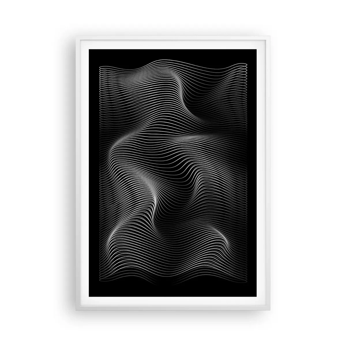 Plakát v bílém rámu - Tanec světla v prostoru - 70x100 cm