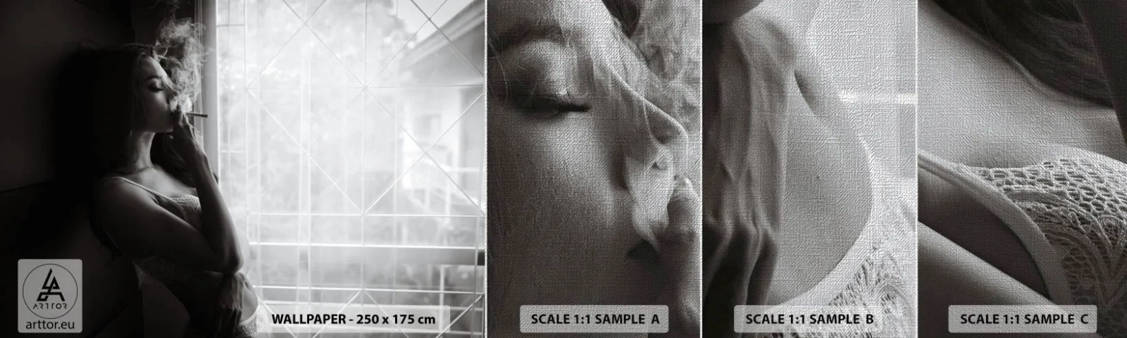 Vzor Fototapety Premium Canvas - Smyslný okamžik - Žena, Cigareta, Ložnice - 100x30 cm