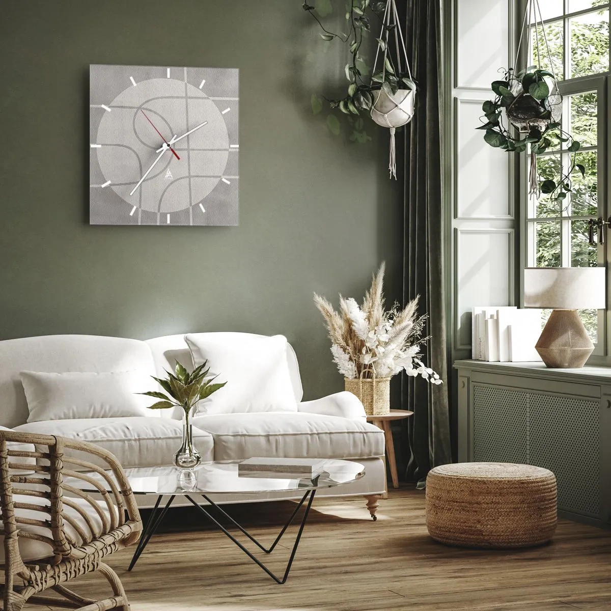Nástěnné hodiny - Kruhově a přímo - 30x30 cm