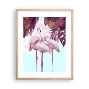Plakát v rámu světlý dub - Tři ptačí grácie - 40x50 cm
