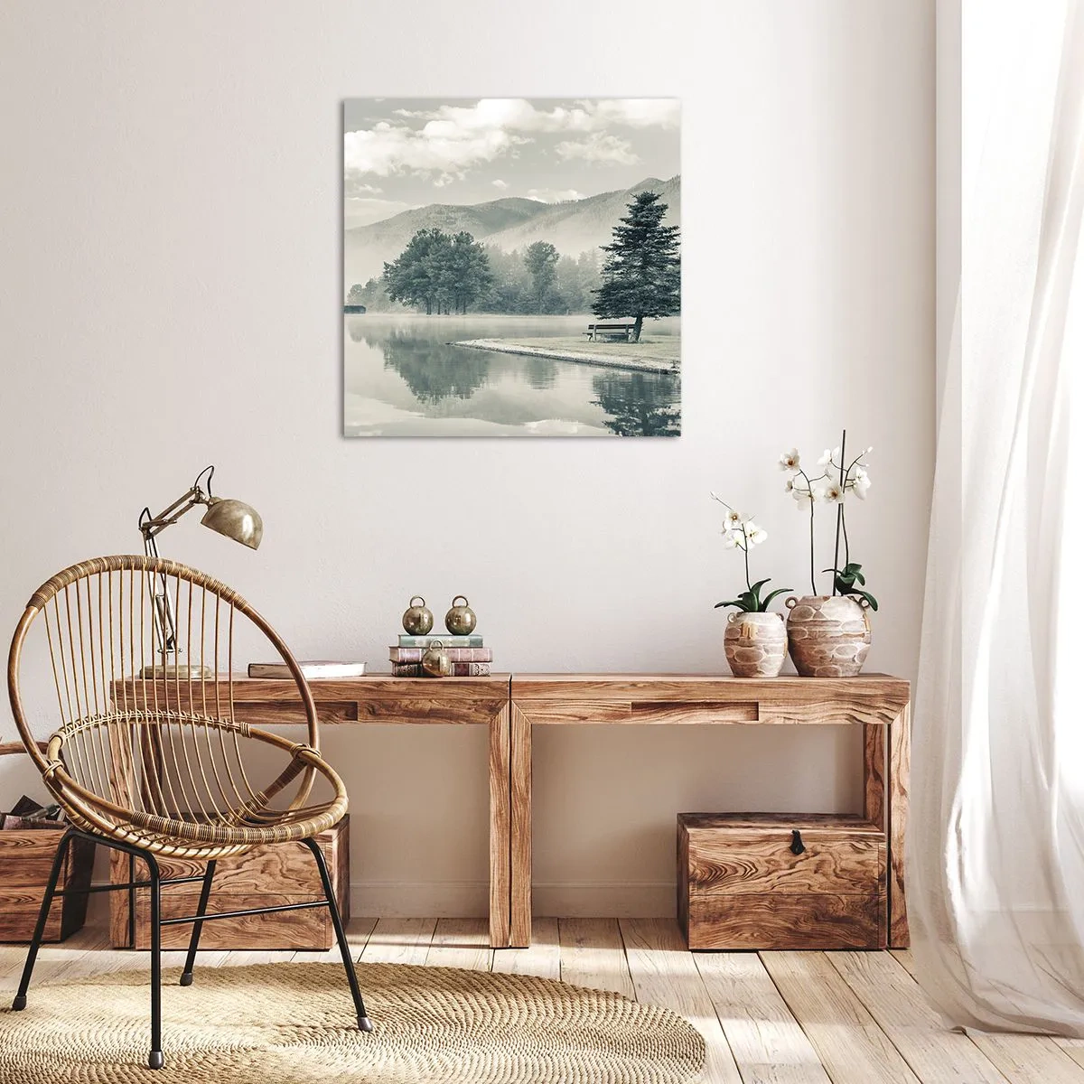 Obraz na plátně - Jezero ještě spí - 60x60 cm