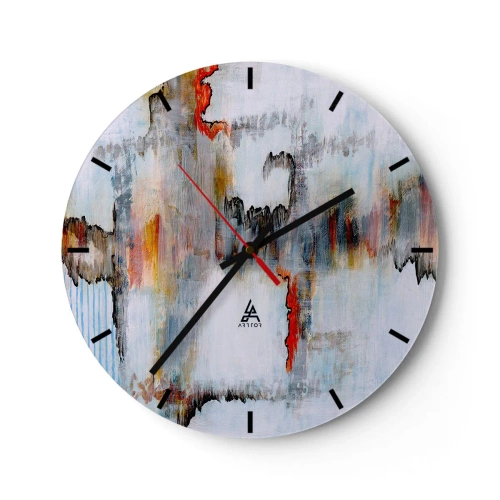 Nástěnné hodiny - Abstraktní kompozice v jasných barvách s intenzivními akcenty. - 30x30cm - Klackem po vodě - Moderní nástěnná dekorace do obývacího pokoje, kuchyně a ložnice ARTTOR