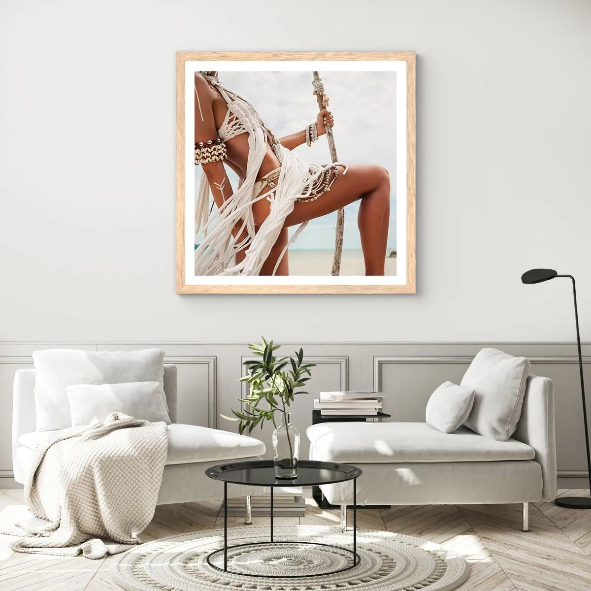 Plakát v rámu světlý dub - Kněžka slunce - 60x60 cm